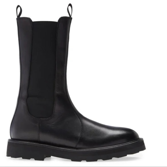 Lita by Ciara Shoes - Lita by Ciara Microlight Tall Chelsea Boot Black Leather Sz 39